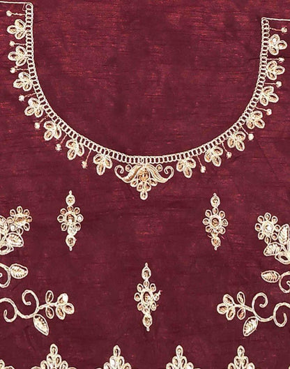 Maroon Georgette Plain Saree