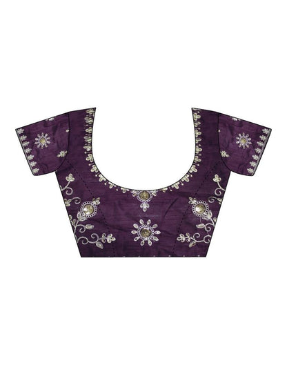 Deep Purple Georgette Plain Saree