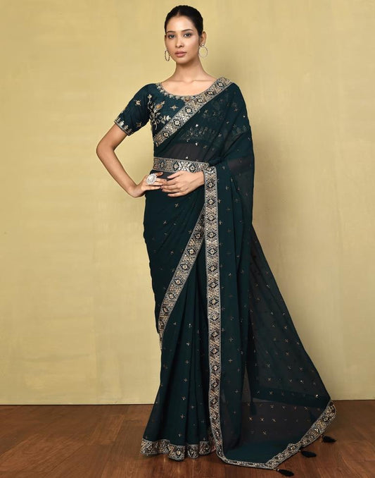 Rama Georgette Plain Saree