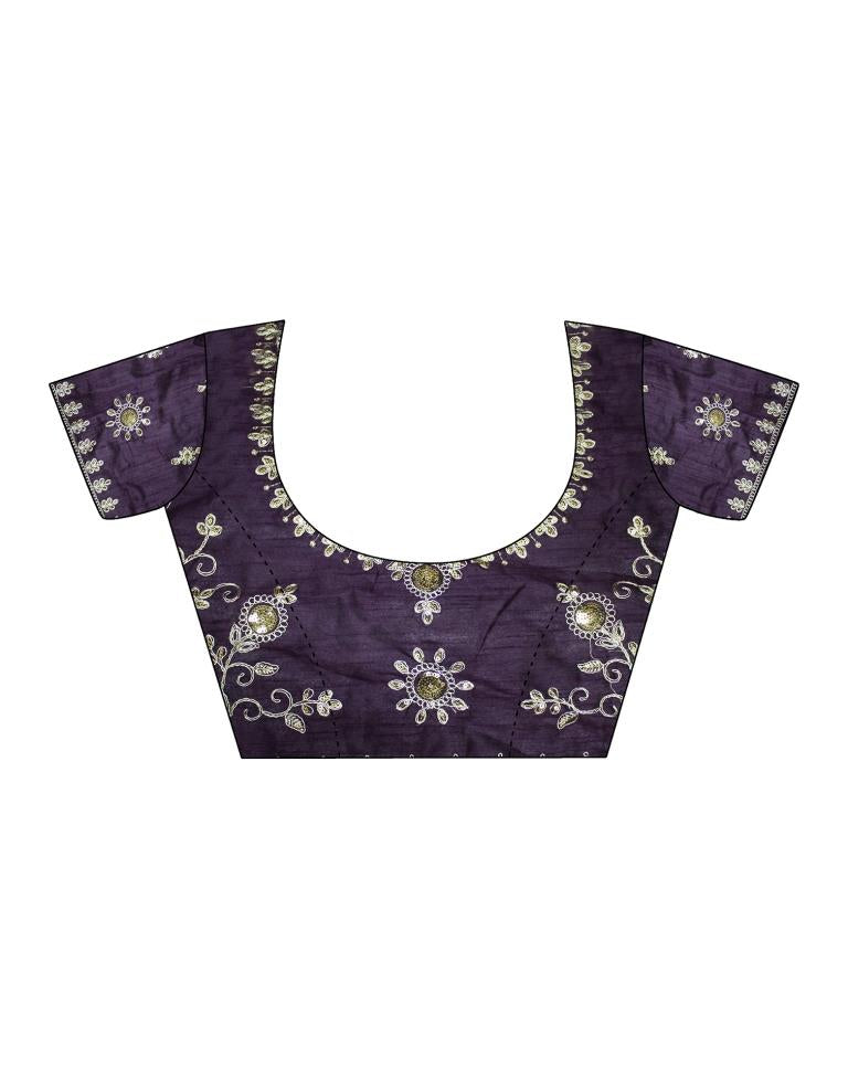 Deep Purple Georgette Plain Saree