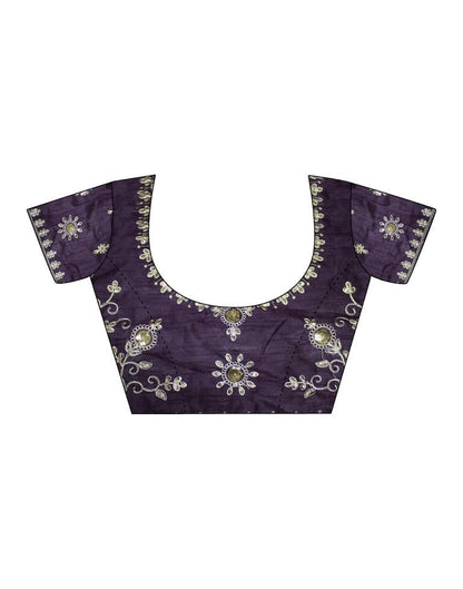 Deep Purple Georgette Plain Saree