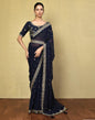Navy Blue Georgette Plain Saree