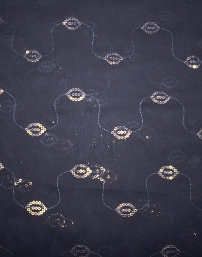 Navy Blue Georgette Plain Saree