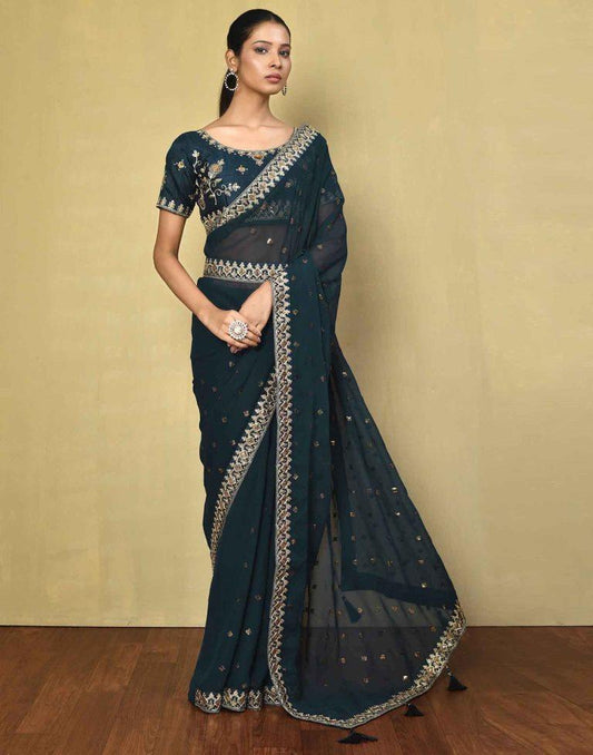 Rama Georgette Plain Saree