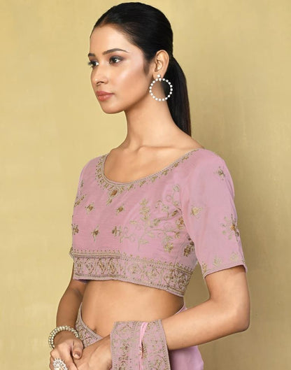 Light Pink Georgette Plain Saree
