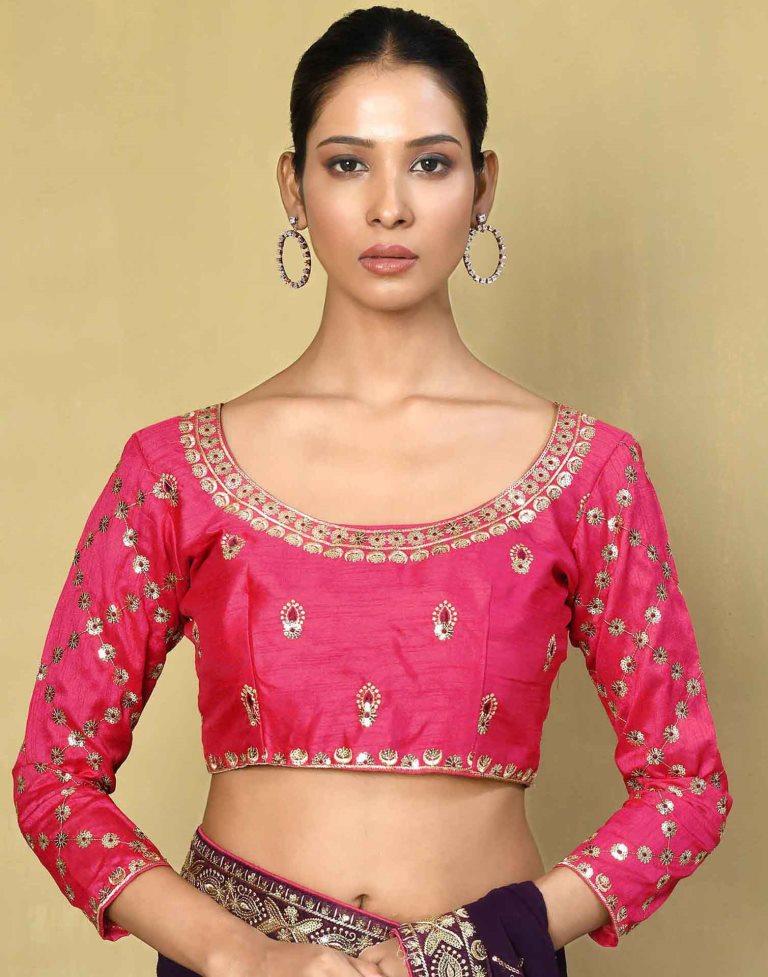 Deep Purple Georgette Plain Saree