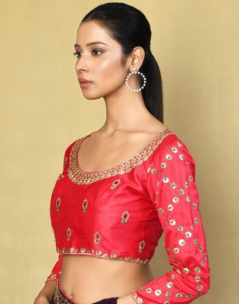 Deep Purple Georgette Plain Saree