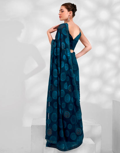 Navy Blue Georgette Woven Saree