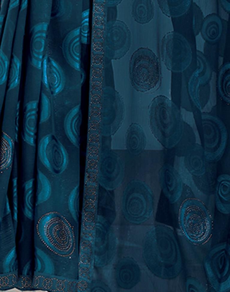 Navy Blue Georgette Woven Saree