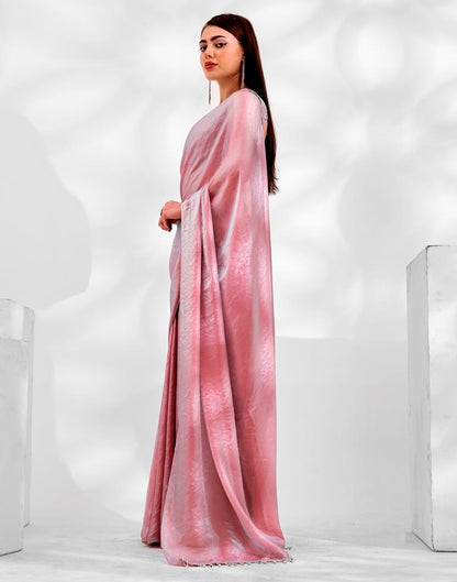 Light Pink Satin Plain Saree