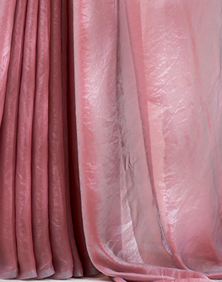 Light Pink Satin Plain Saree