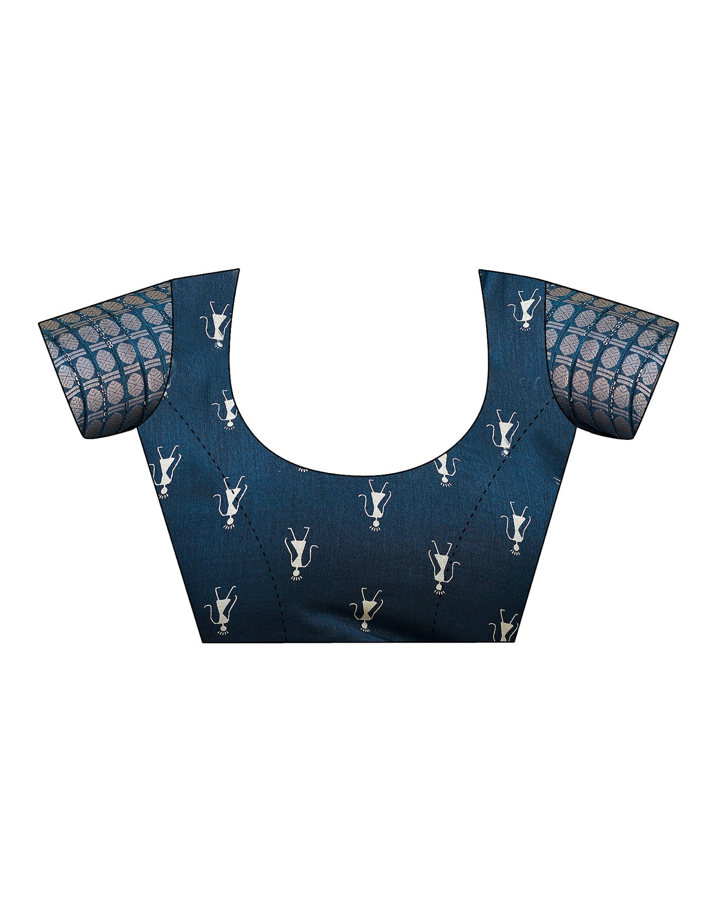 Sea Blue Silk Printed Saree