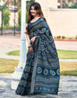Sea Blue Silk Printed Saree
