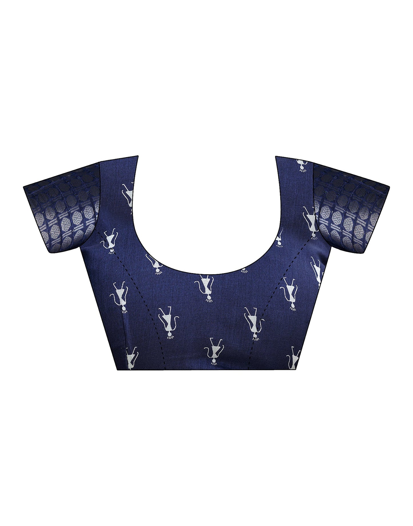 Dark Blue Silk Printed Saree