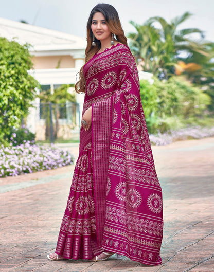 Pink Silk Printed Saree