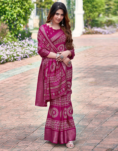 Pink Silk Printed Saree