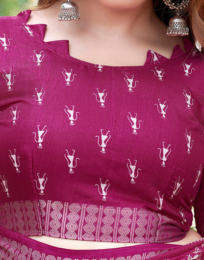 Pink Silk Printed Saree