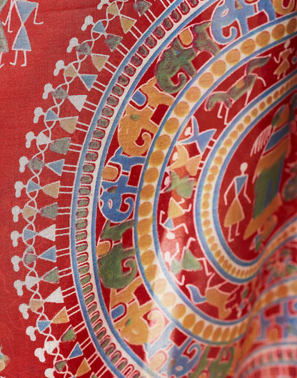 Red Silk Printed Saree