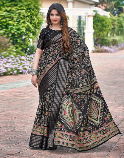 Black Silk Printed Saree