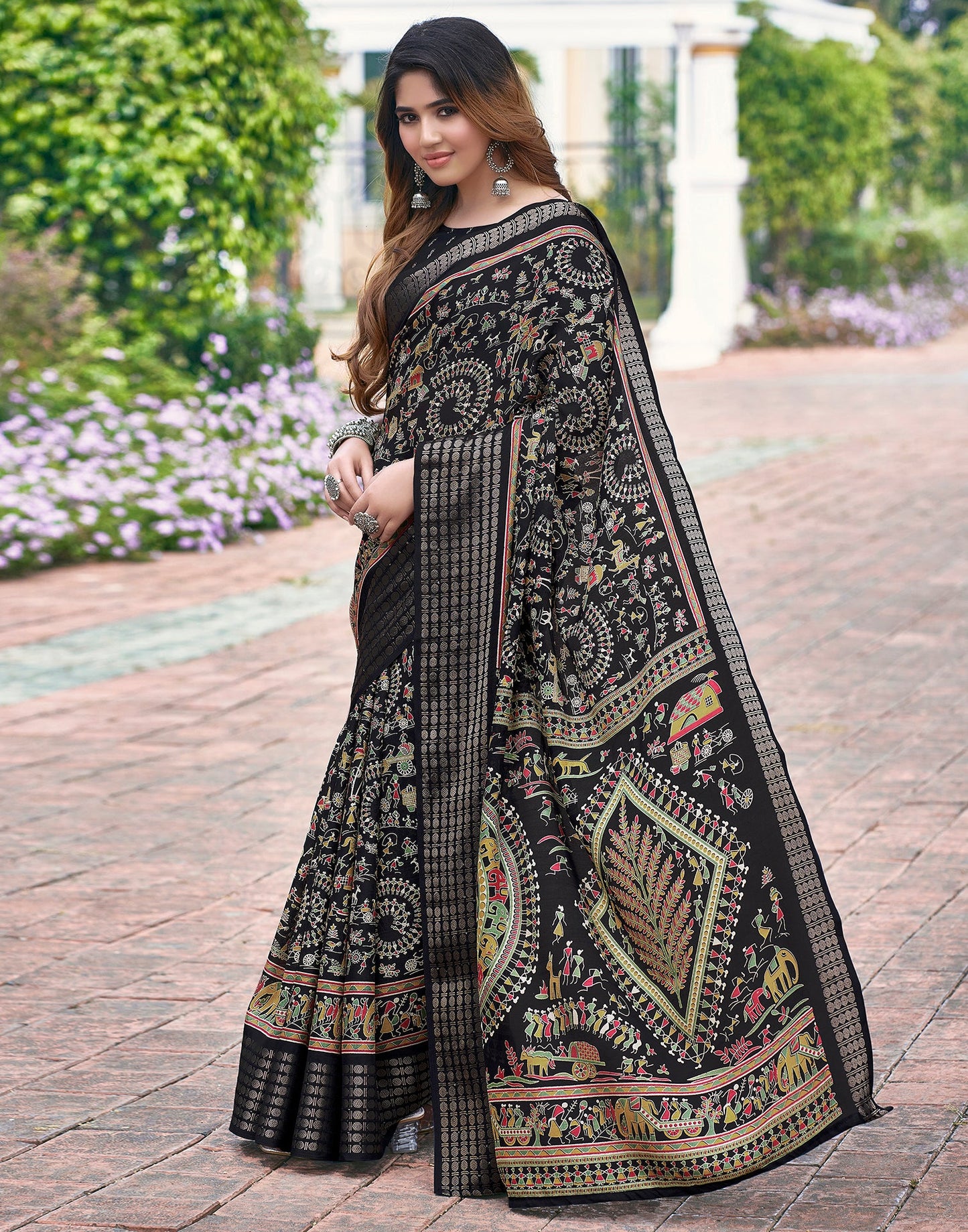 Black Silk Printed Saree