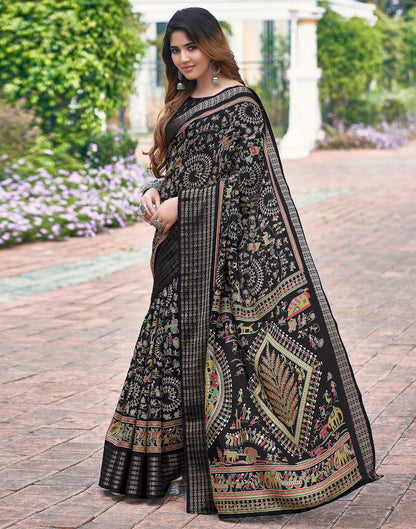 Black Silk Printed Saree