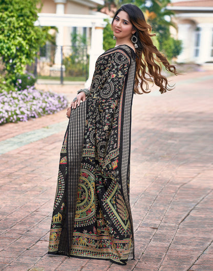 Black Silk Printed Saree