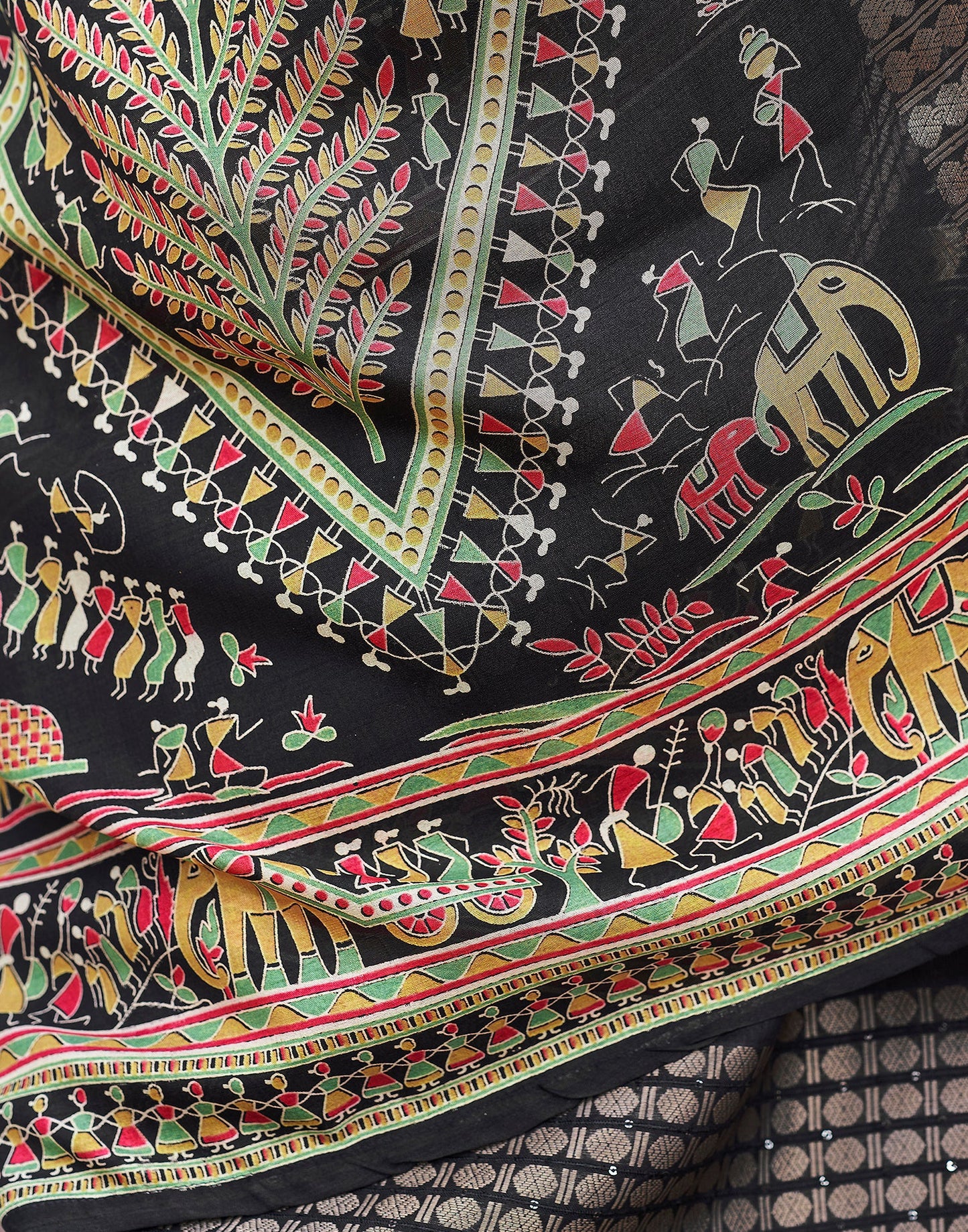 Black Silk Printed Saree