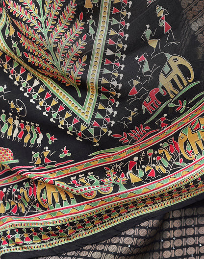 Black Silk Printed Saree