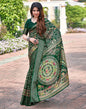Bottle Green Silk Printed Saree