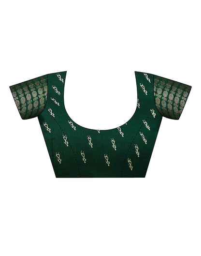 Bottle Green Silk Printed Saree