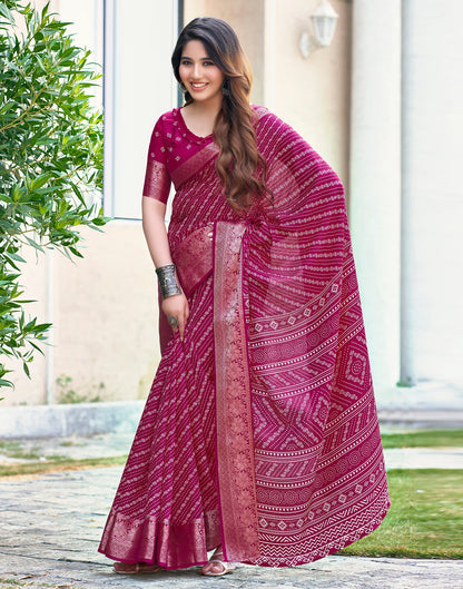 Pink Silk Printed Saree