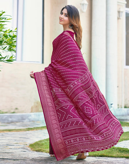 Pink Silk Printed Saree