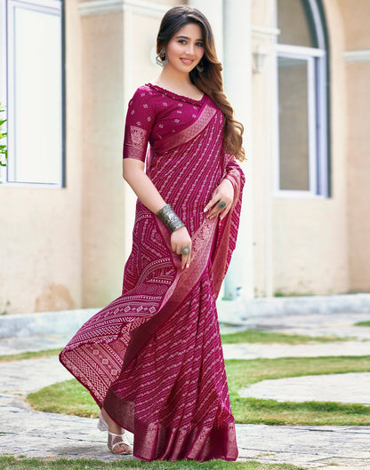 Pink Silk Printed Saree