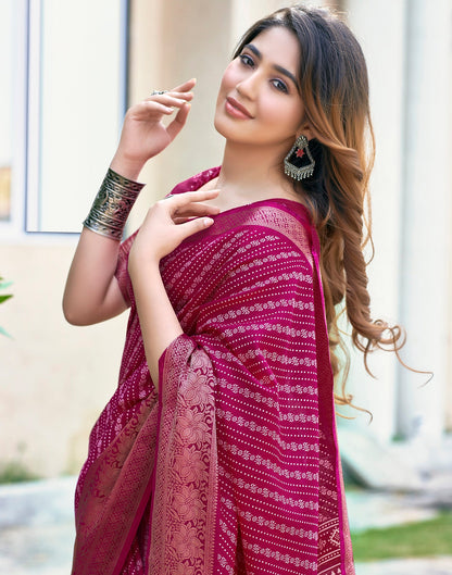 Pink Silk Printed Saree
