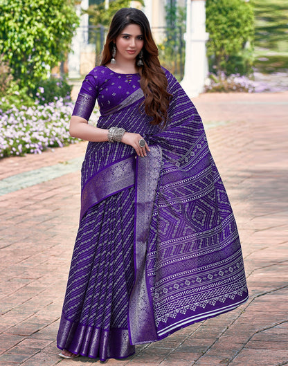 Violet Silk Printed Saree