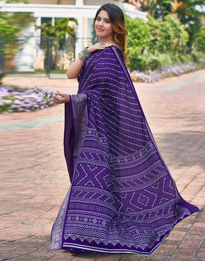 Violet Silk Printed Saree