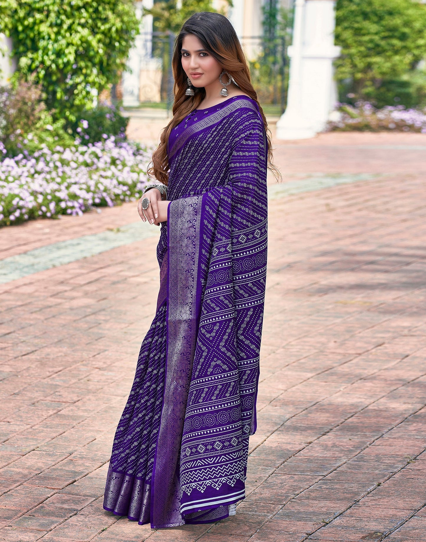 Violet Silk Printed Saree