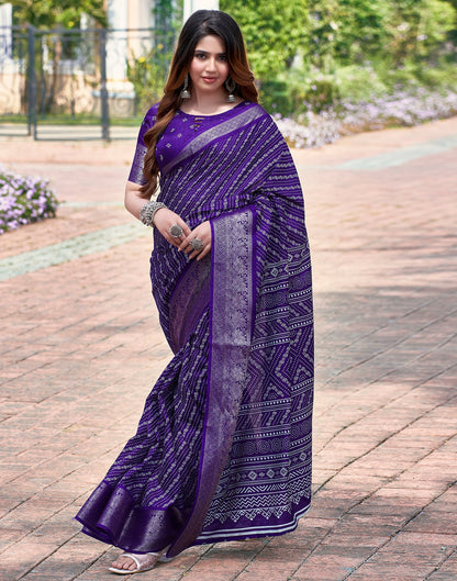 Violet Silk Printed Saree
