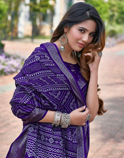 Violet Silk Printed Saree