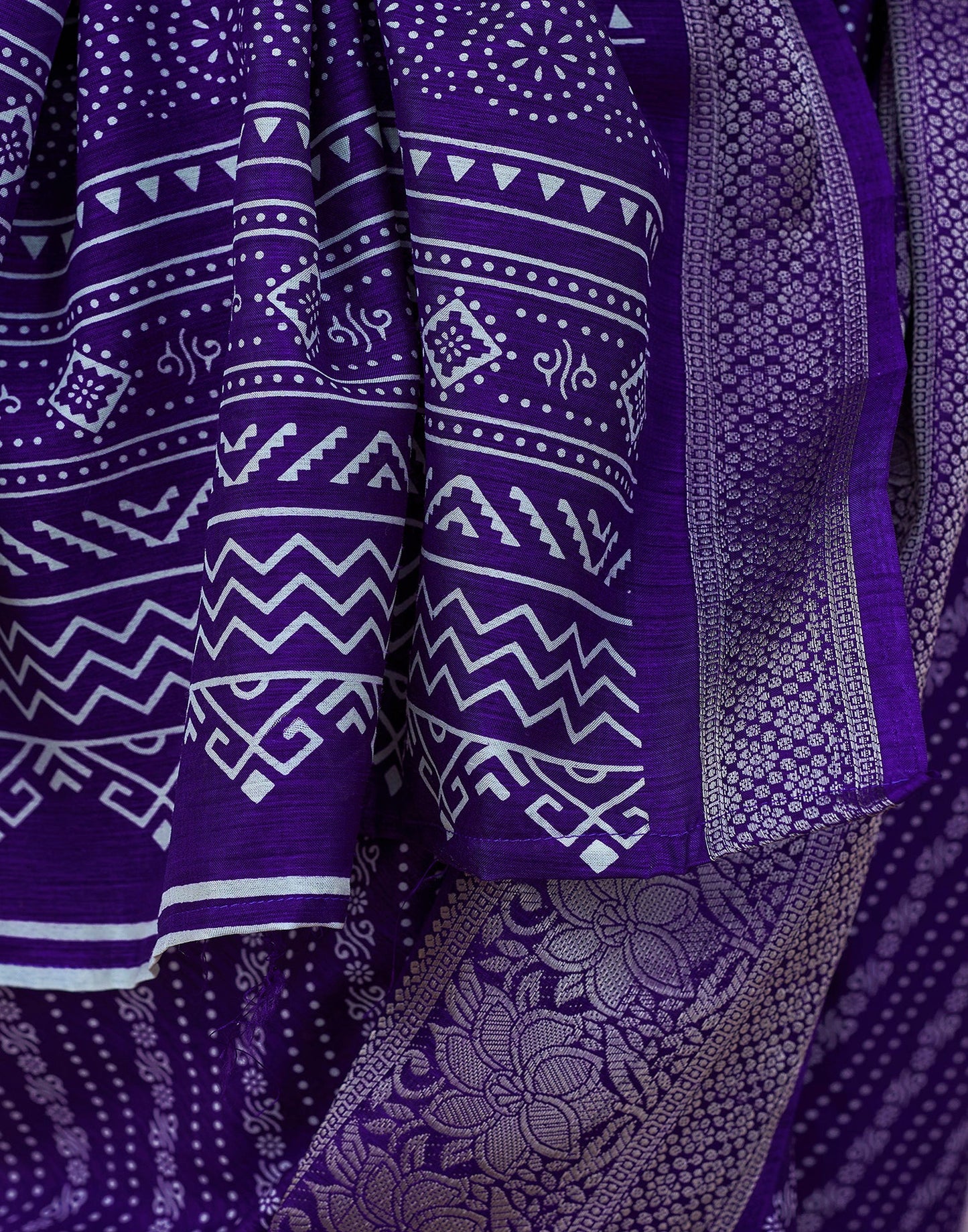 Violet Silk Printed Saree