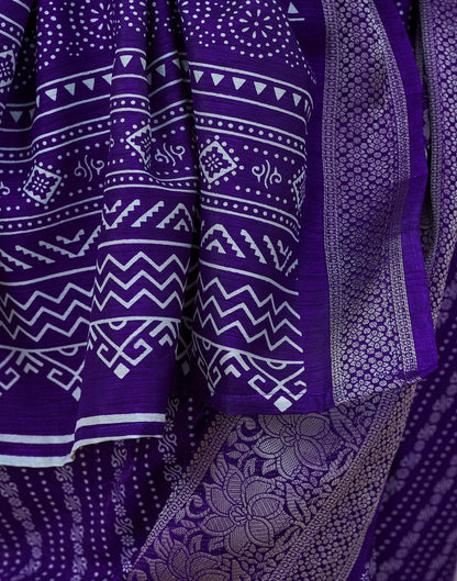 Violet Silk Printed Saree
