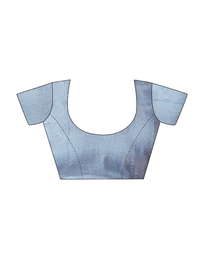 Light Grey & Blue Chiffon Printed  Saree