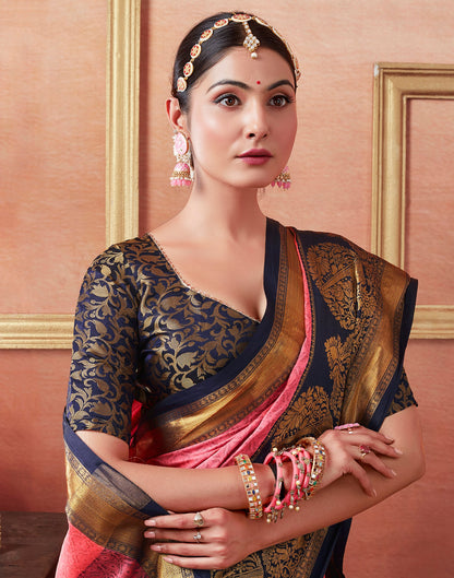 Punch Pink Silk Weaves Saree