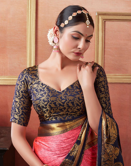 Punch Pink Silk Weaves Saree