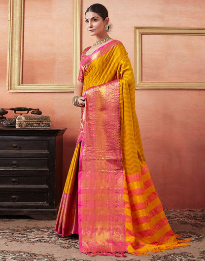 Yellow Silk Weaves Saree