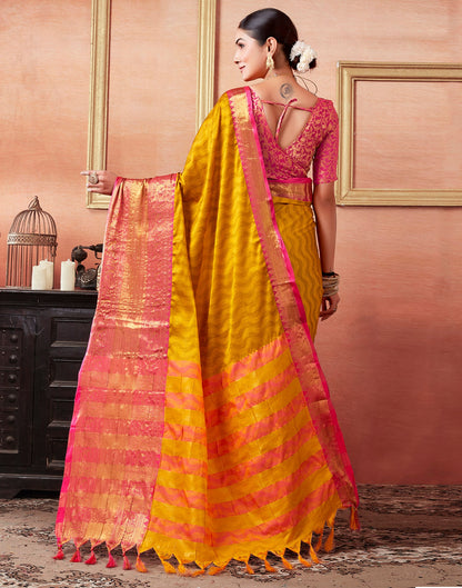 Yellow Silk Weaves Saree