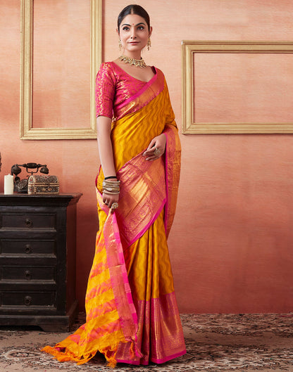 Yellow Silk Weaves Saree