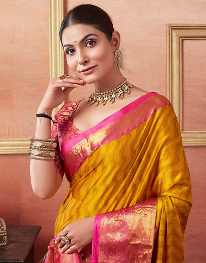 Yellow Silk Weaves Saree