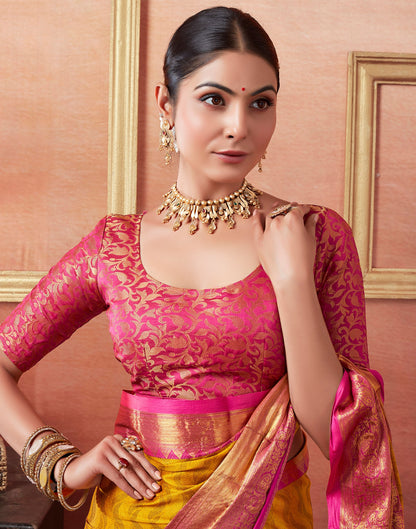 Yellow Silk Weaves Saree