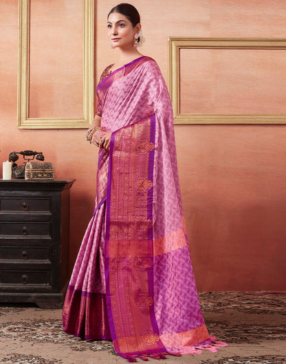 Light Pink Silk Weaves Saree